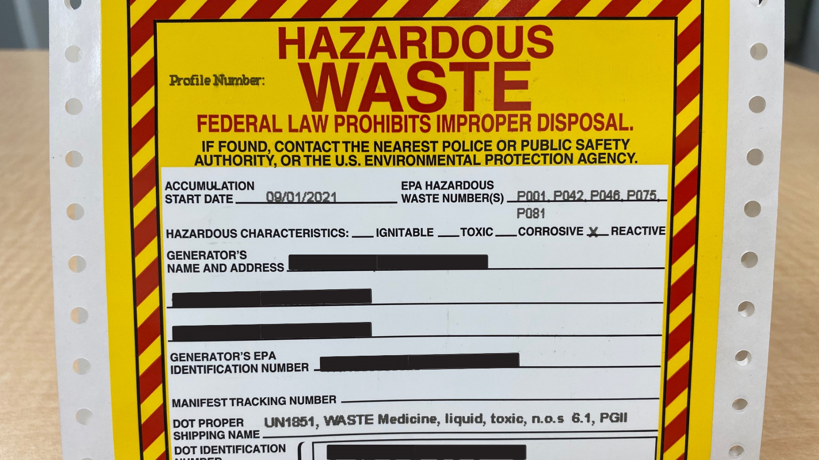 Hazardous Waste Label
